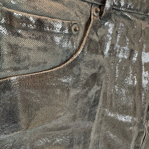 Beginning Boutique Groove Metallic Silver Denim Mini Skirt Sz4 Shimmer NWT - Picture 4 of 5